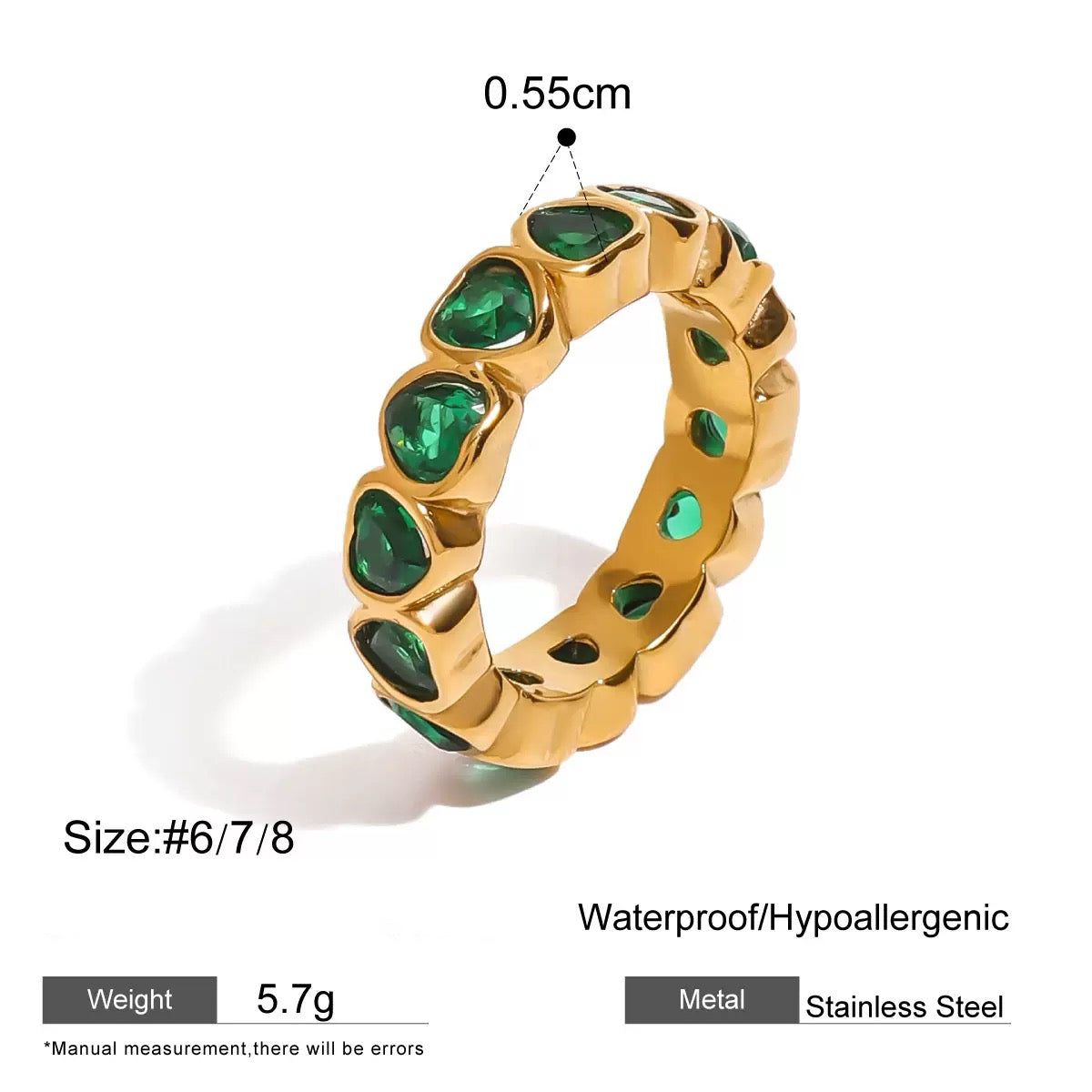 Ring Green Hearts
